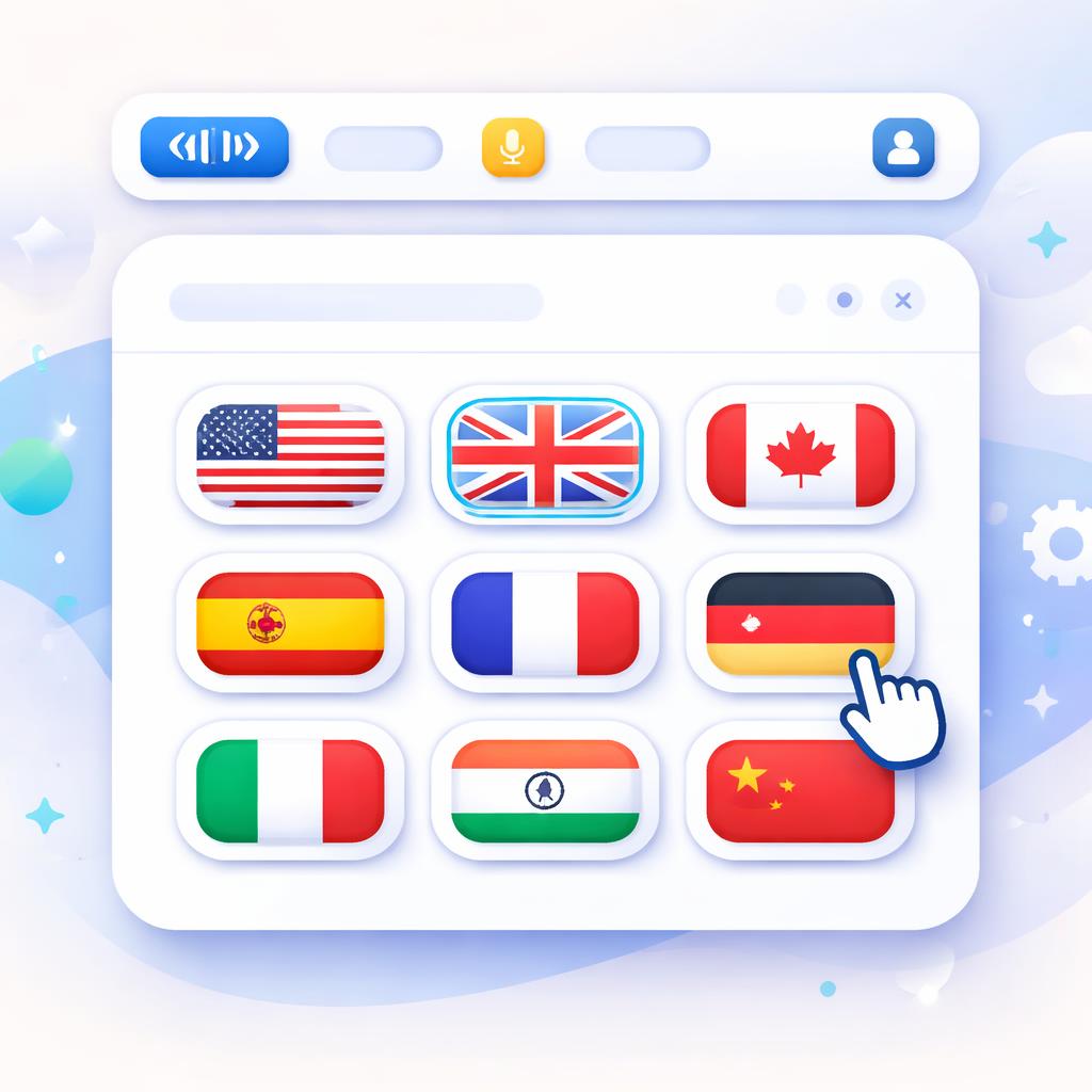 Choosing the right AI video accents for local markets Stylized dashboard showing voice accent selection