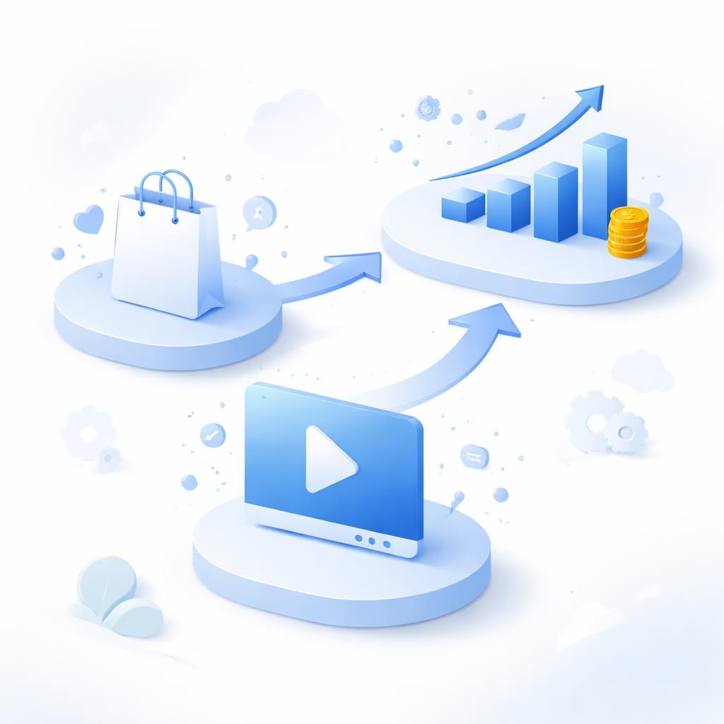 A conversion funnel showing how AI UGC video drives shoppers toward the checkout button Conversion funnel illustration