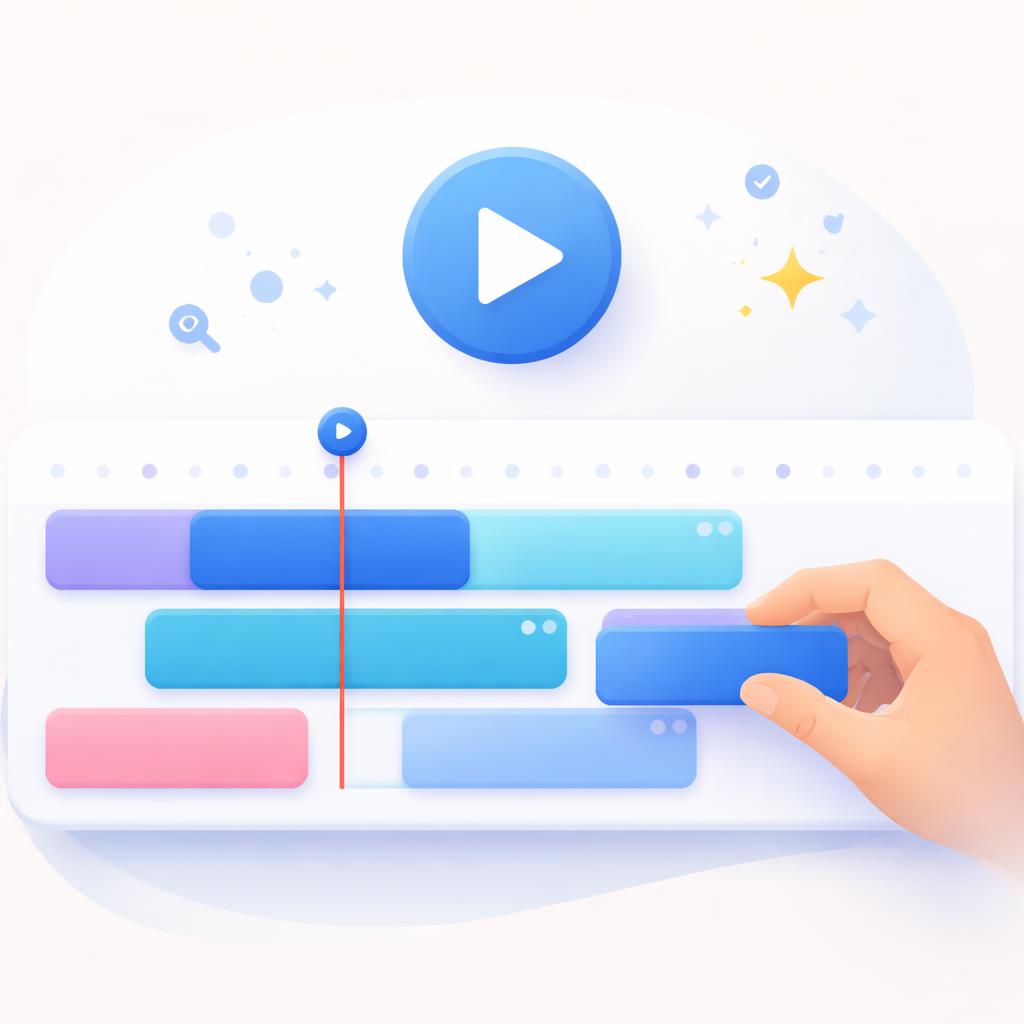 A video editing timeline illustrating how to pace AI UGC for authenticity