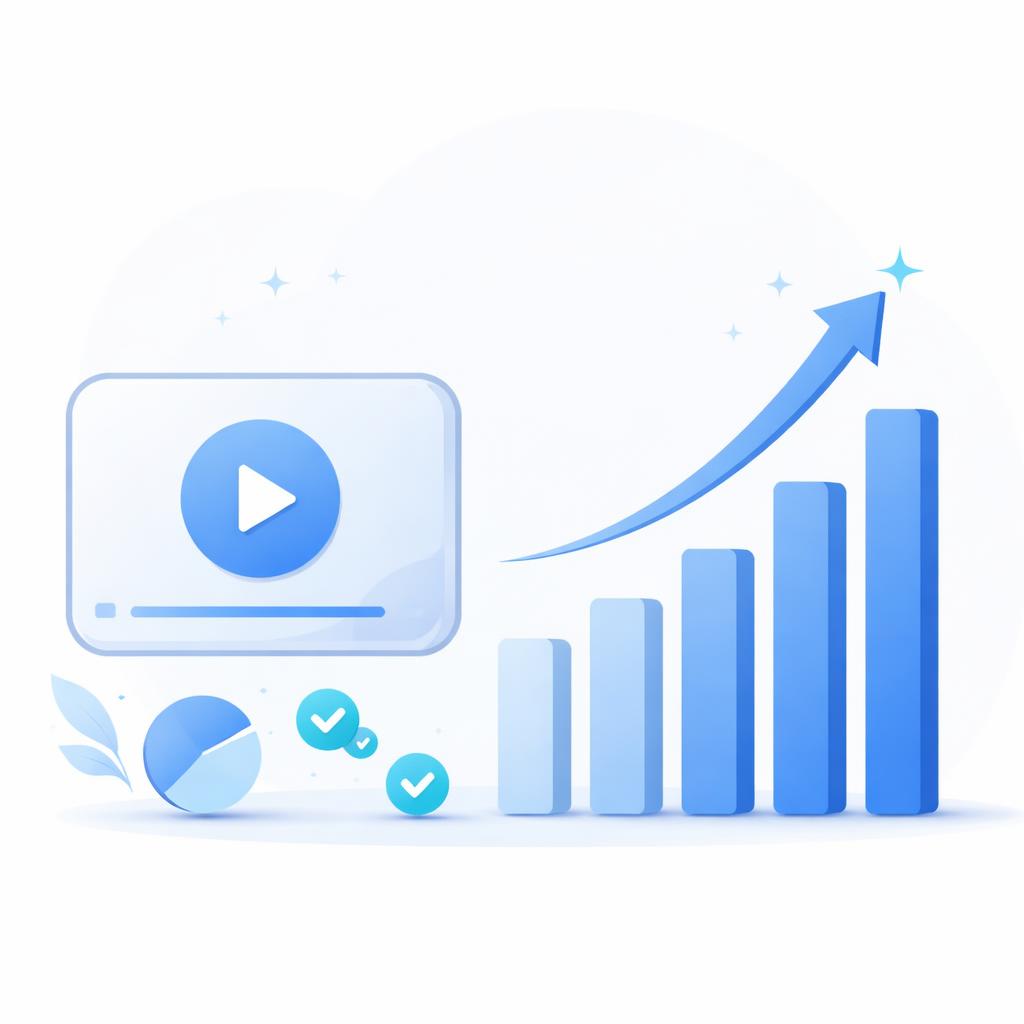 A trust meter showing growth next to a video play button