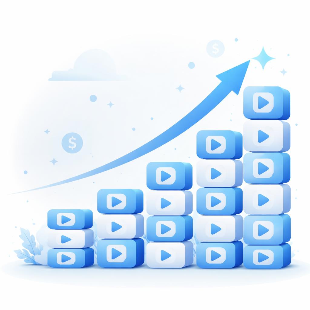 Scaling Shopify video ad performance with modular creative A growth chart made of stacked video icons showing upward momentum