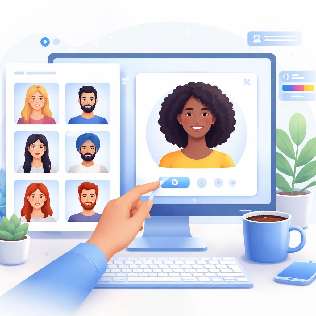 A diverse AI avatar being selected for a video campaign