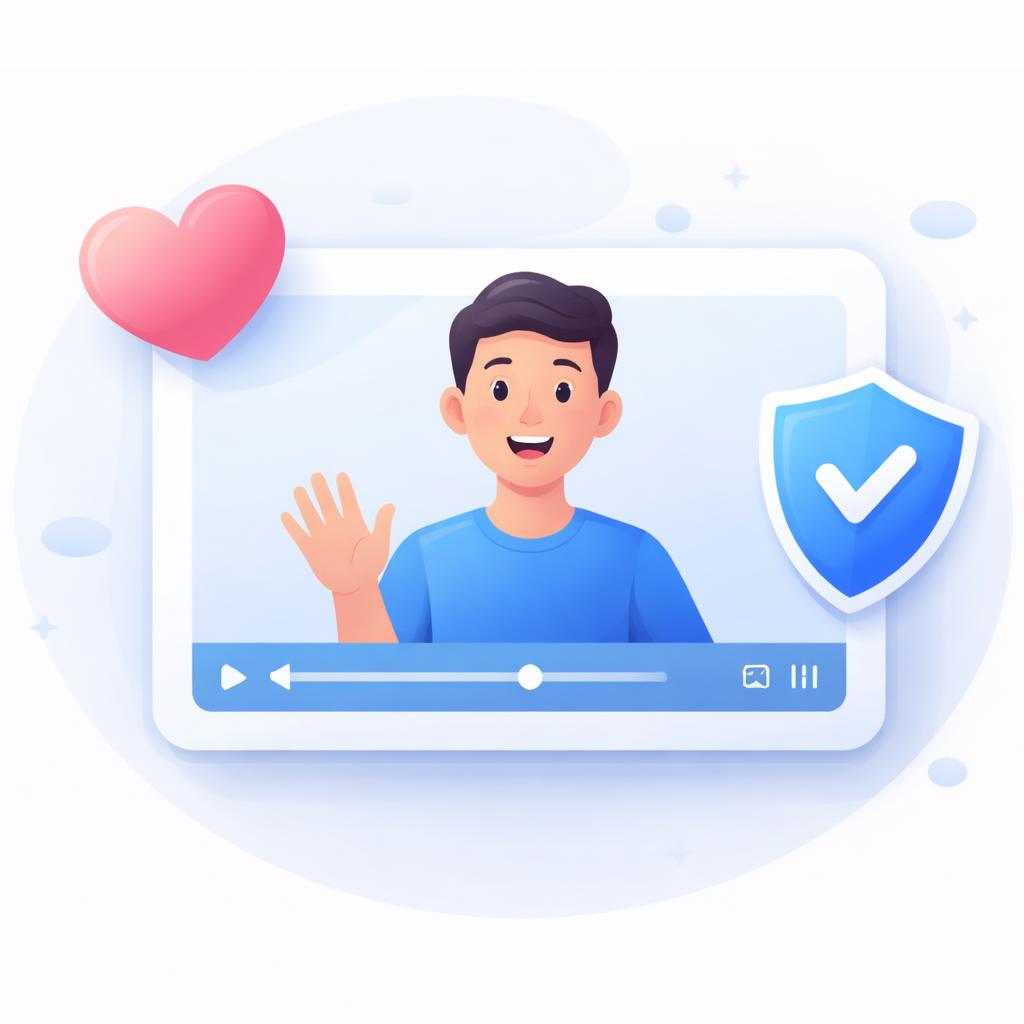 Trust and verification icons next to a video player