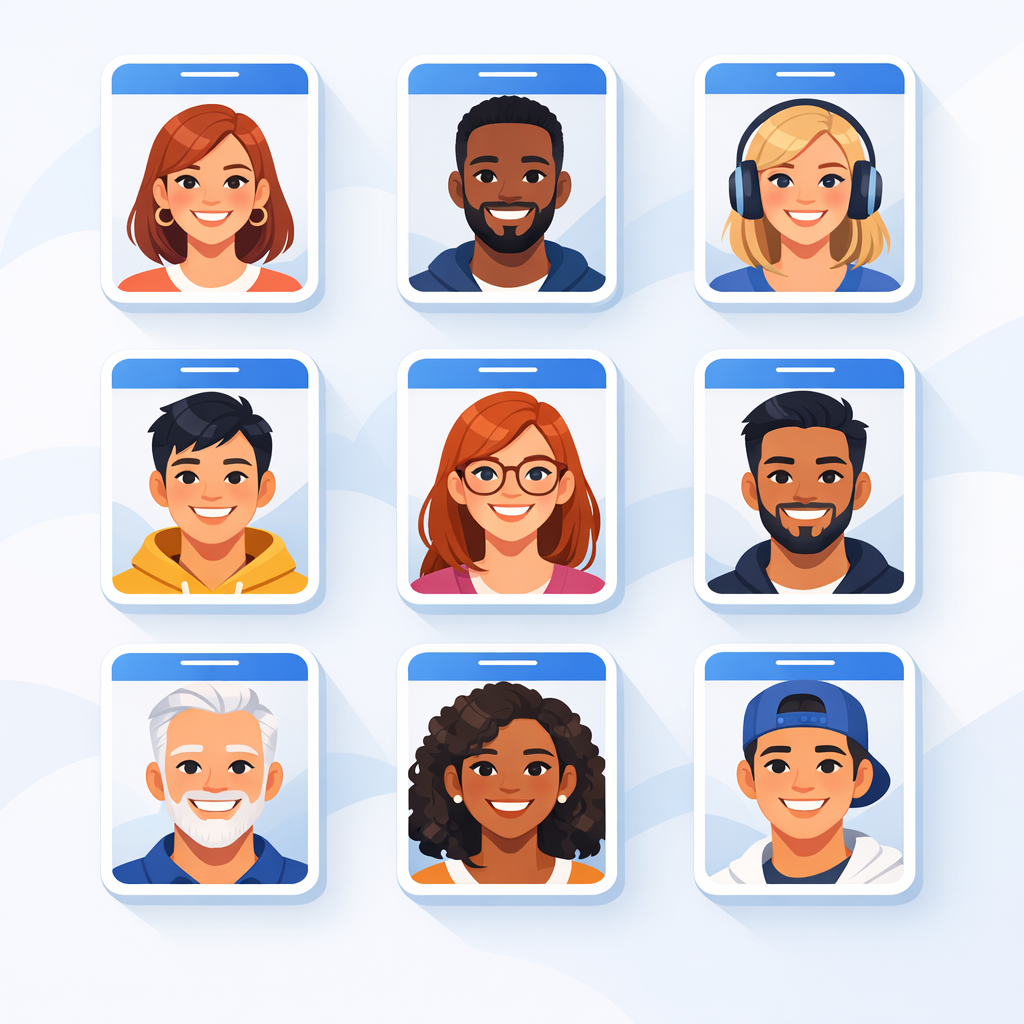 Scalable AI UGC vs influencers comparison A grid of diverse AI avatars for Shopify marketing