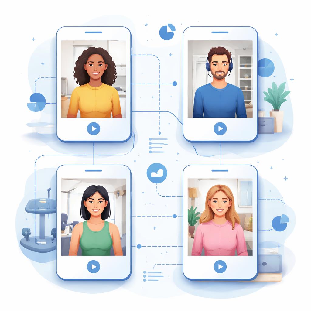 A creative testing matrix for Shopify ads A grid of 4 phone screens showing different AI avatars and scenes