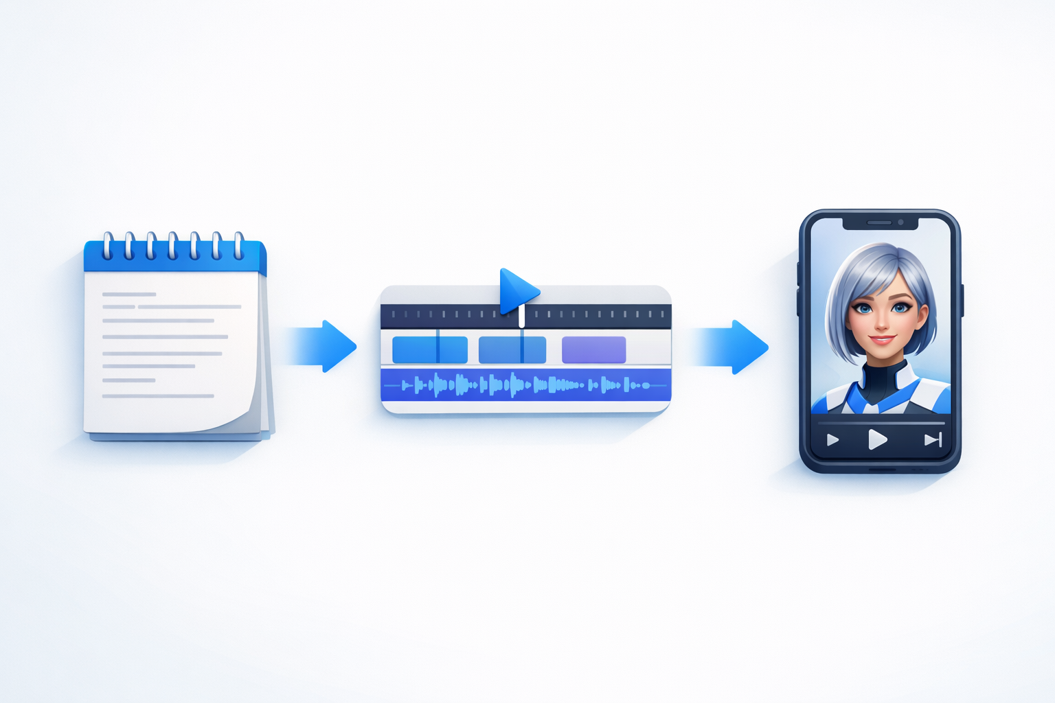 The workflow of turning a script into a video with an AI virtual spokesperson