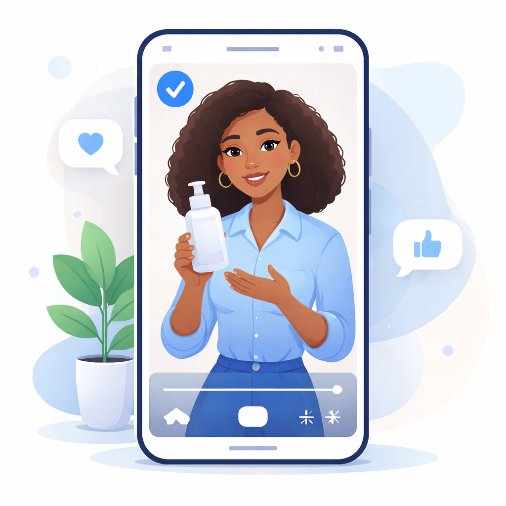 AI avatar presenting a product in a mobile feed