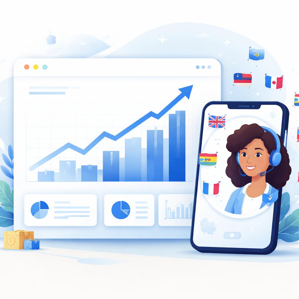 Stylized Shopify dashboard showing global sales growth