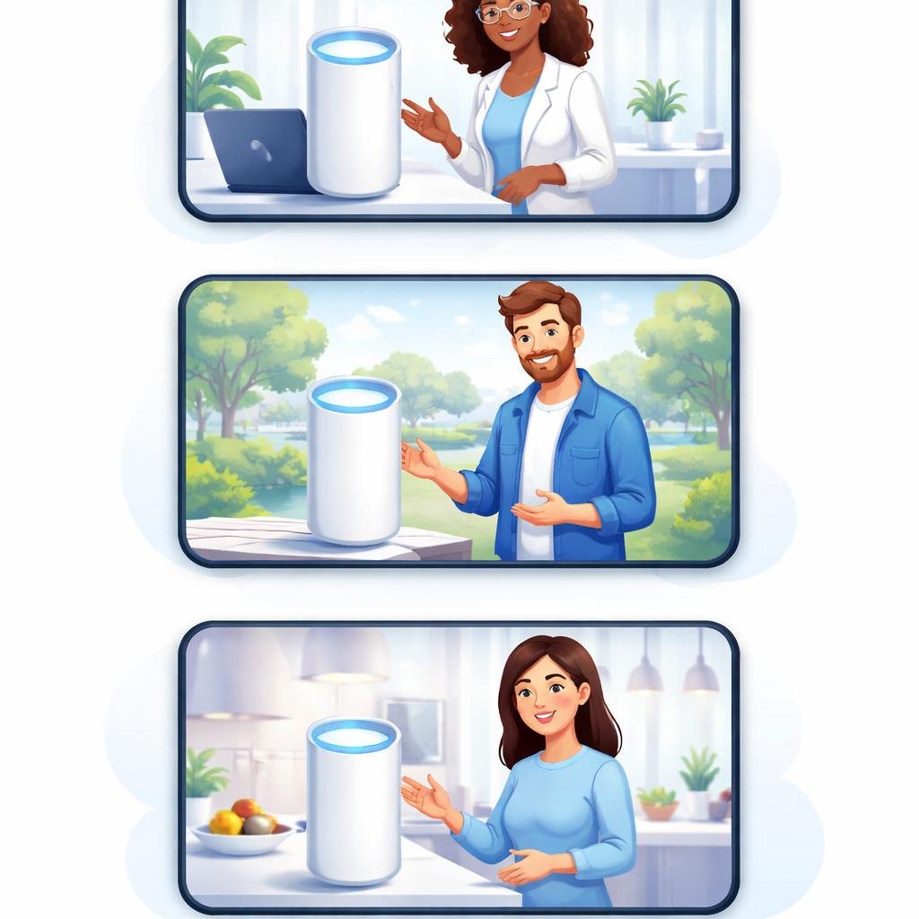 A diverse range of AI avatars presenting the same hero product