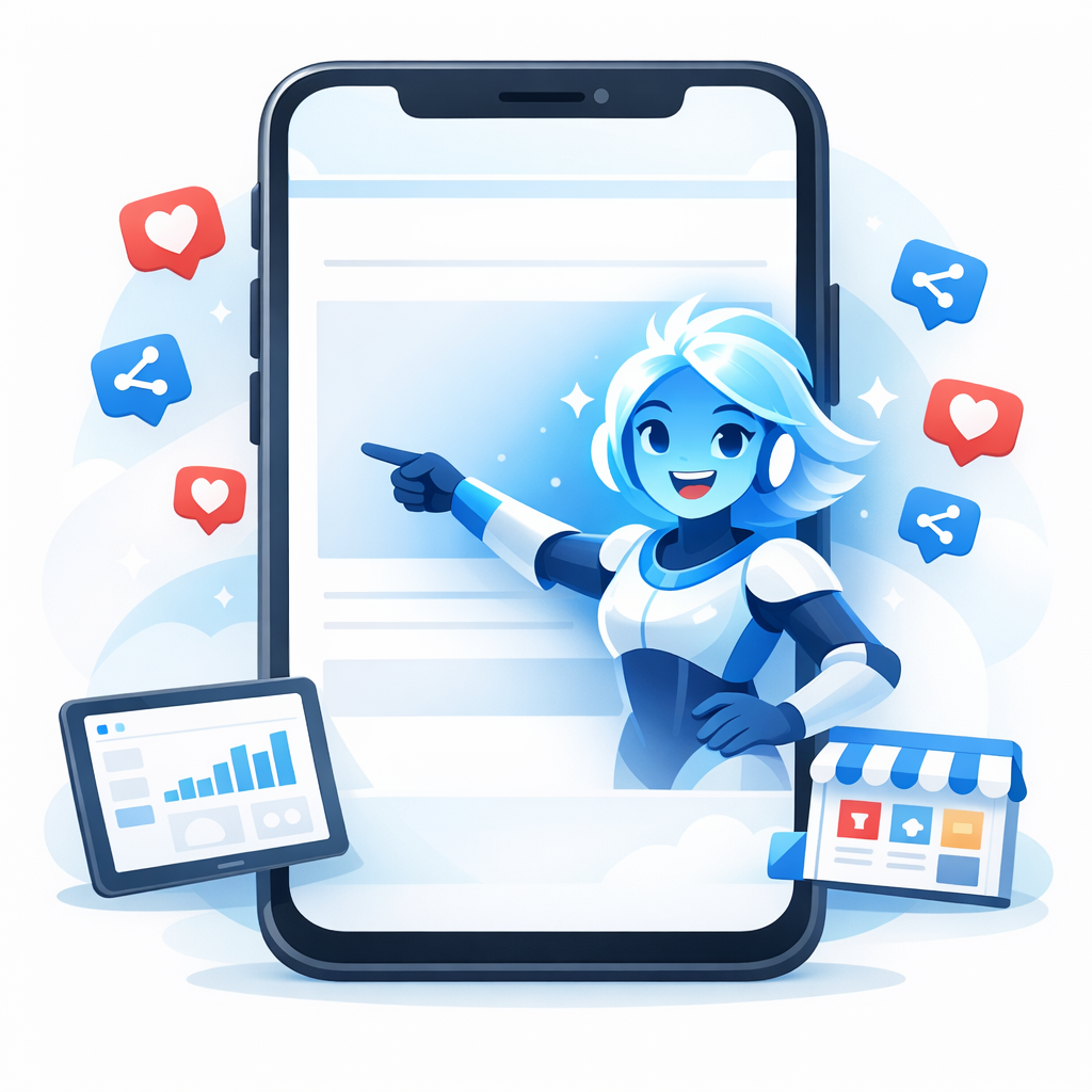 A smartphone screen showing a thumb-stop moment with a vibrant AI creator.