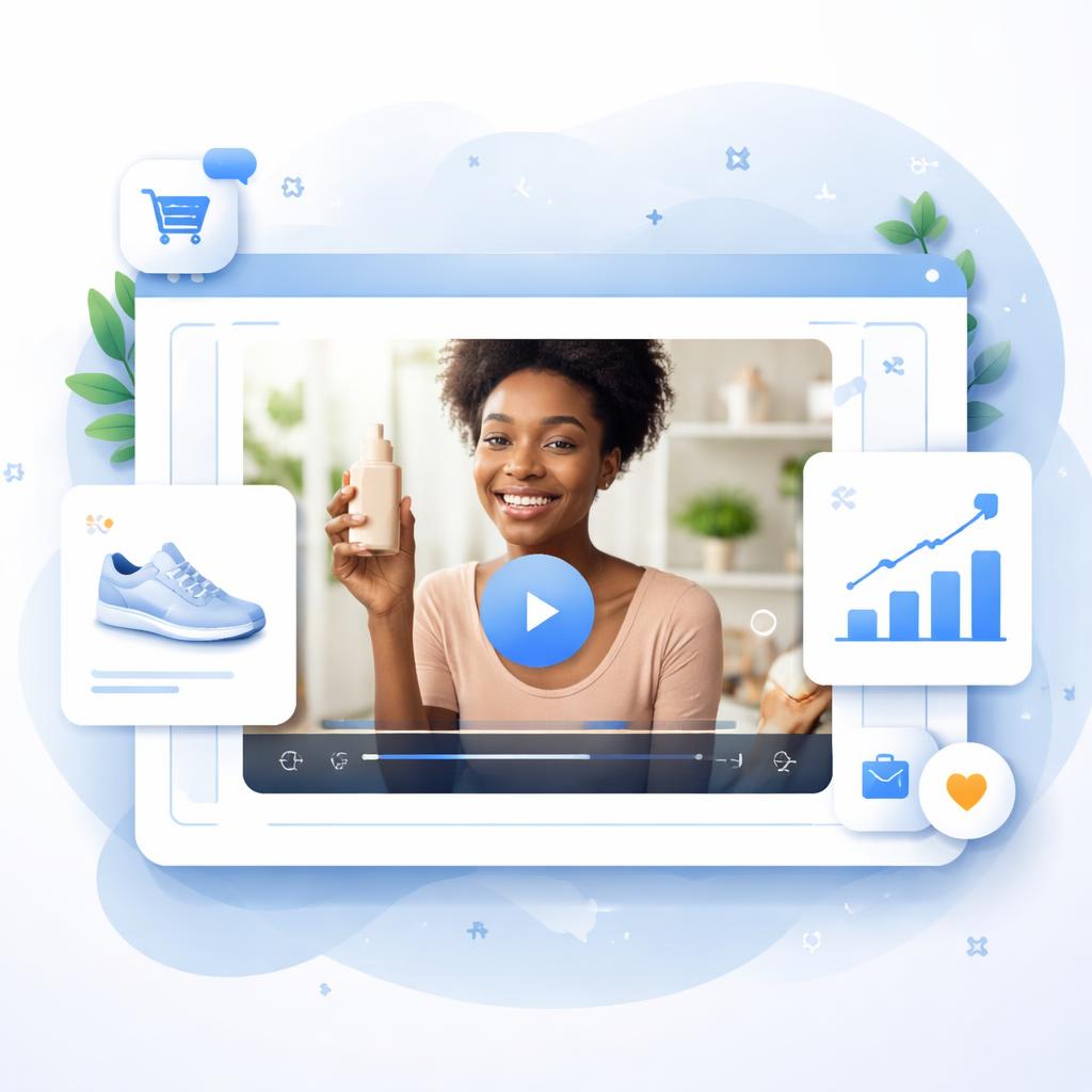 A Shopify dashboard showing a finished hybrid UGC video ready for launch.