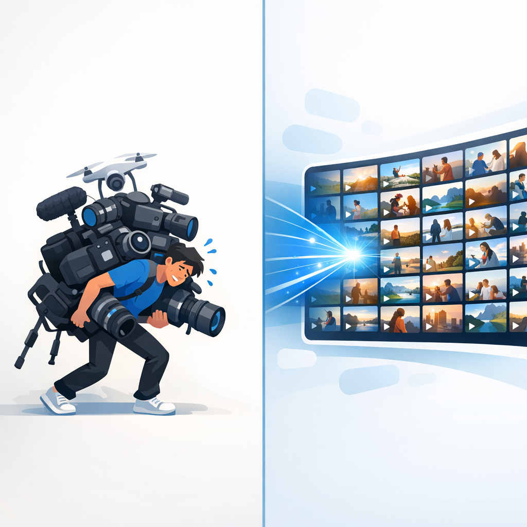 Efficiency comparison between manual and AI video production