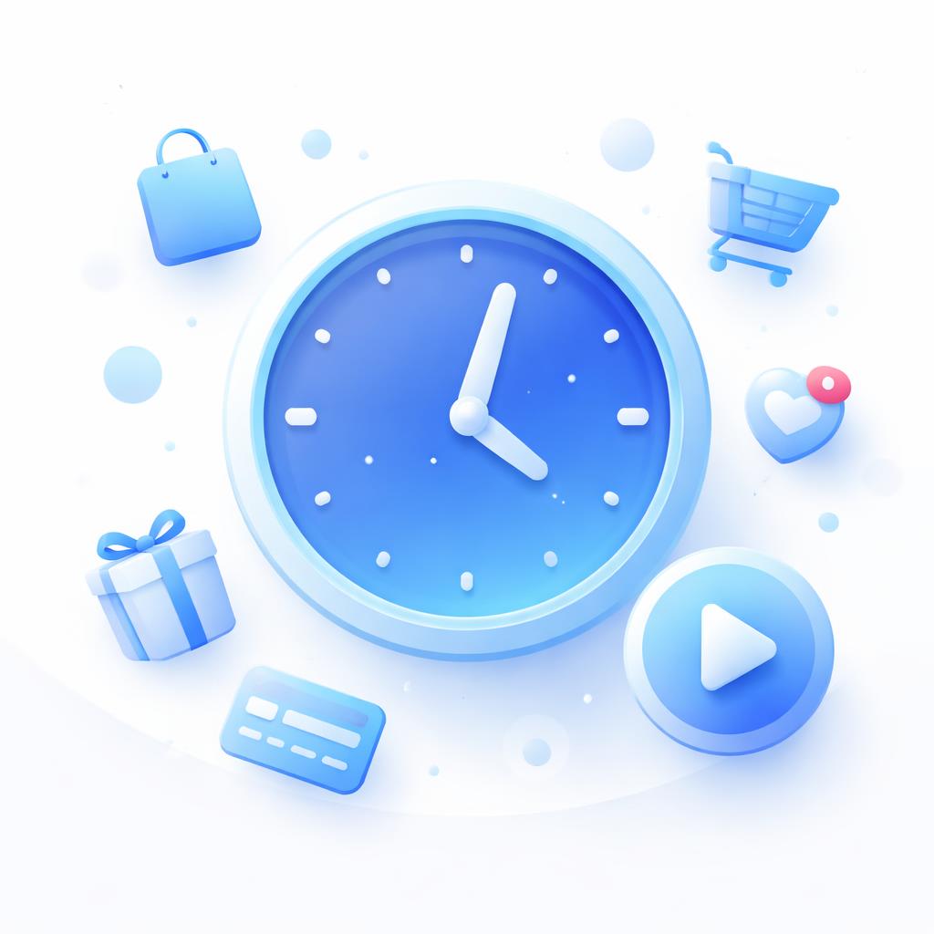 Late-night shopping clock illustration