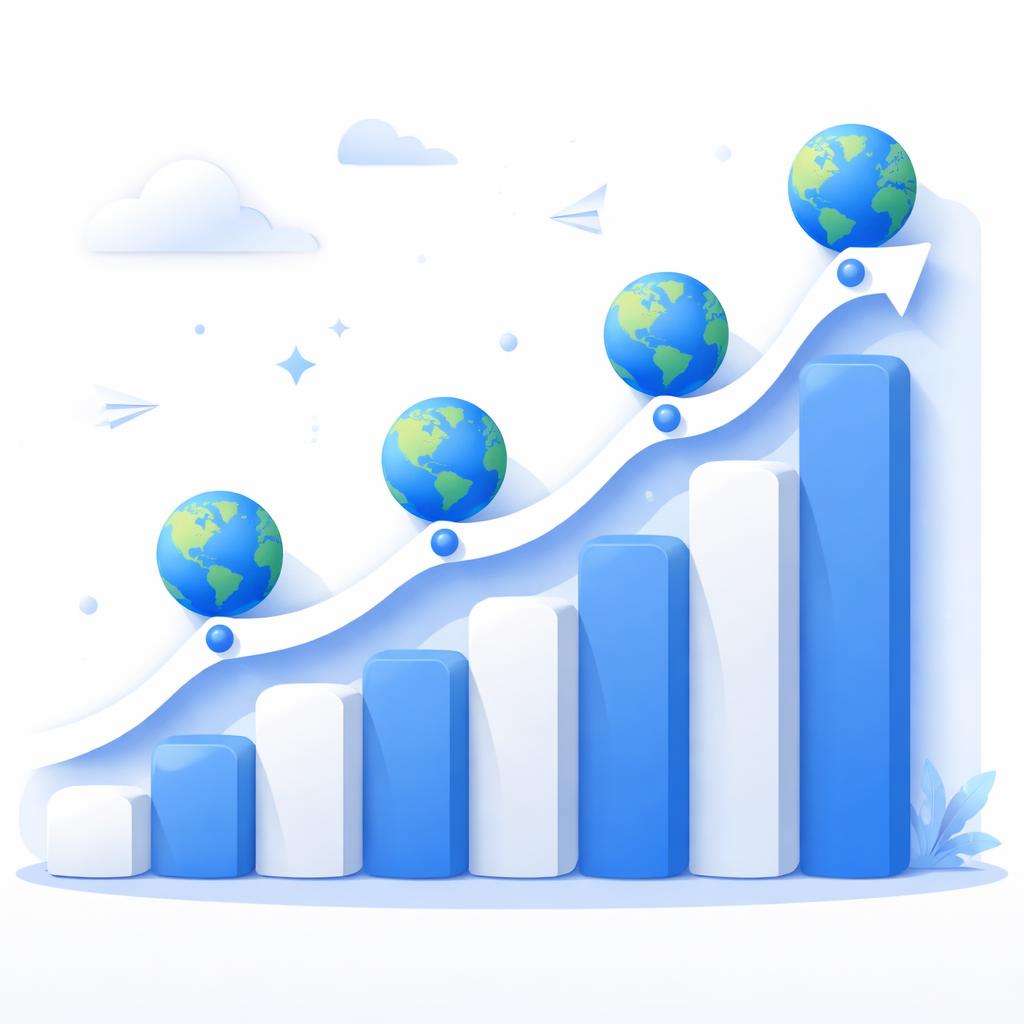 Growth chart showing international expansion peaks