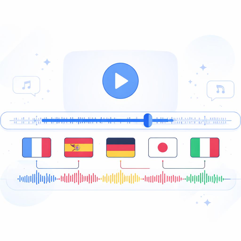 AI video timeline showing multi-language tracks