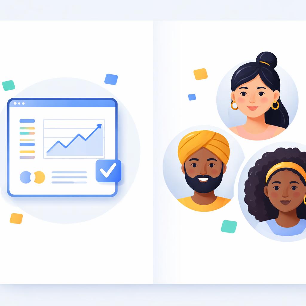 A split-screen illustration showing a single product and diverse avatar faces representing different cultures.