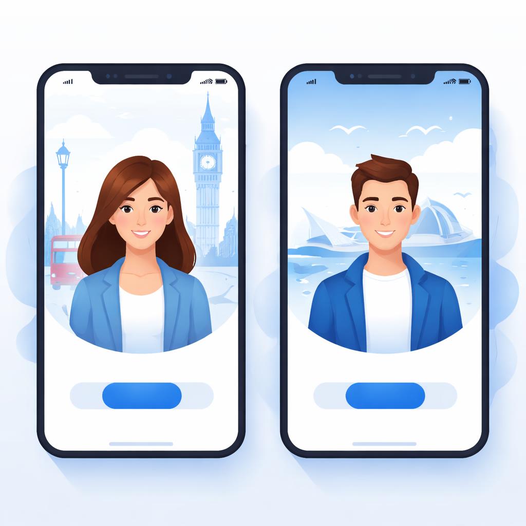 Stylized avatars with London and Sydney backgrounds representing regional accents
