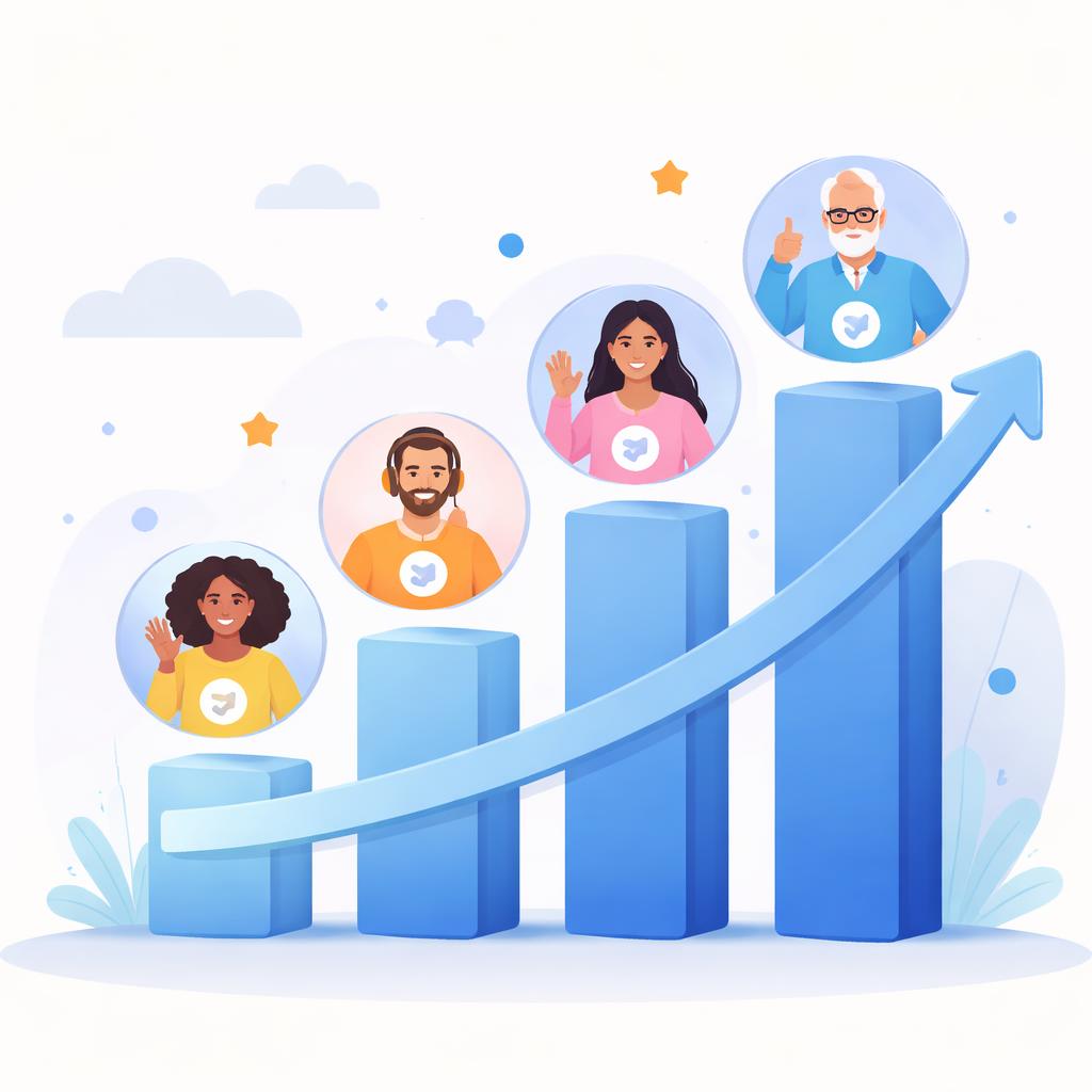 A chart showing trust levels increasing with more diverse video content