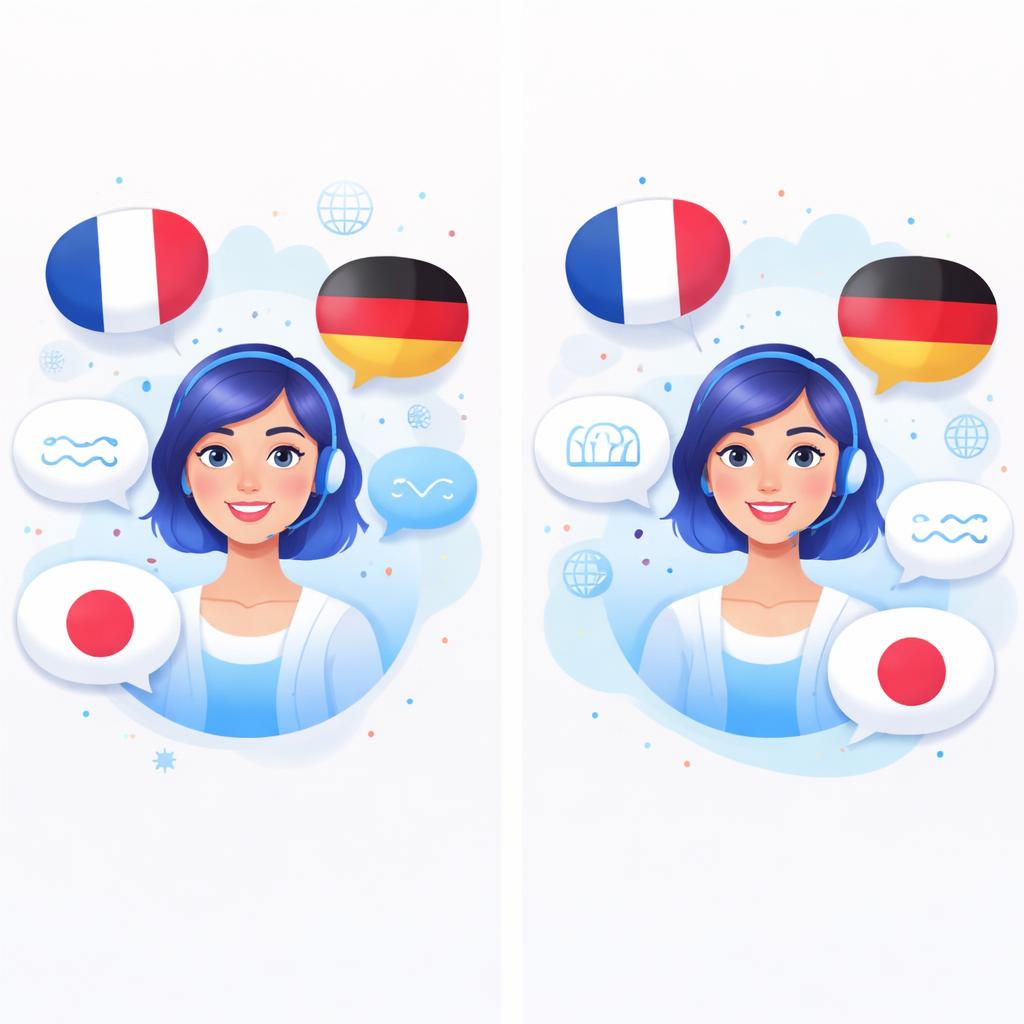 AI UGC localization for international Shopify stores A stylized AI avatar character surrounded by different national flags and abstract speech bubbles.