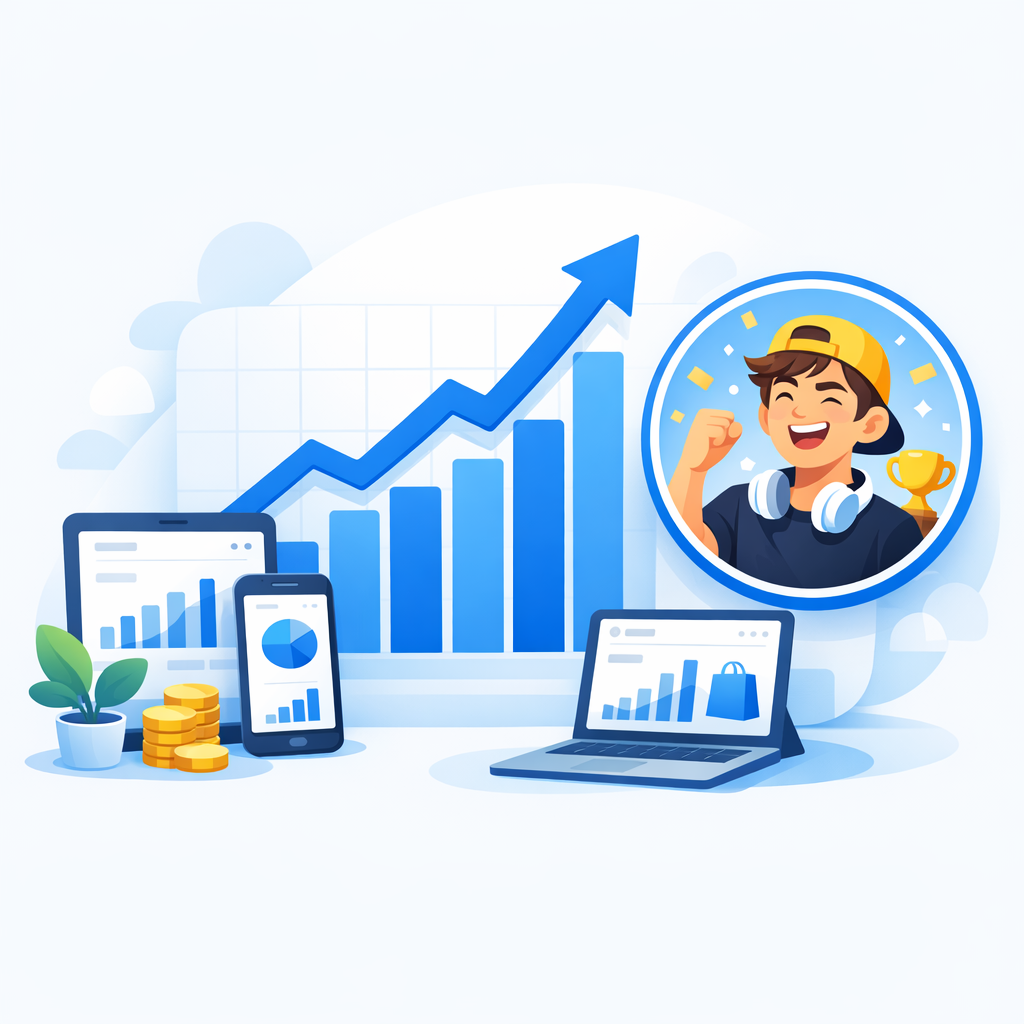 A growth chart showing increasing conversions from winning AI UGC personas