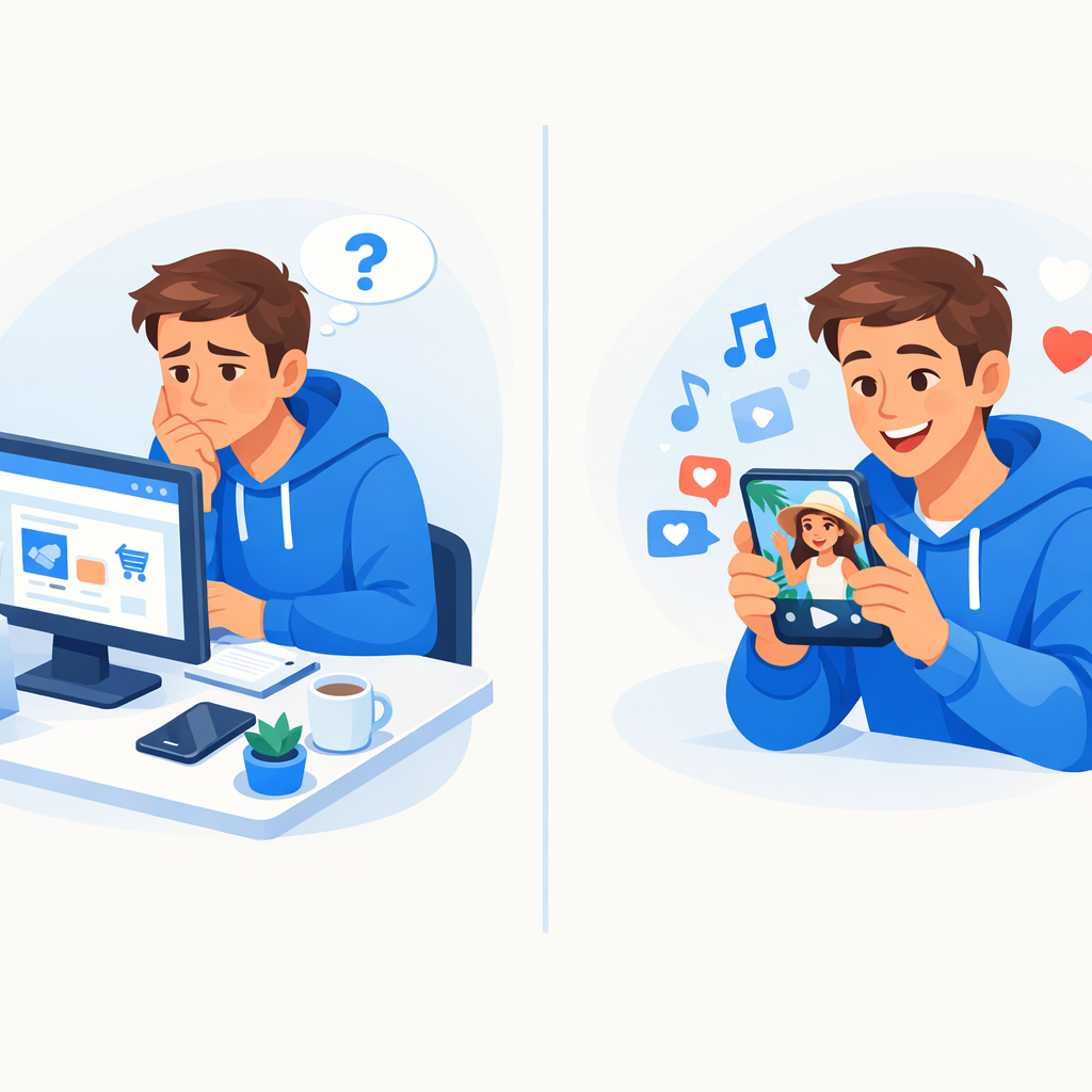 A customer moving from hesitation to trust through AI UGC videos.