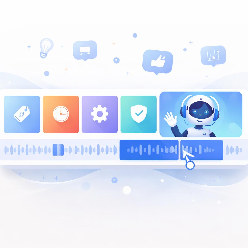 A stylized video editing timeline showing different customer objections being addressed