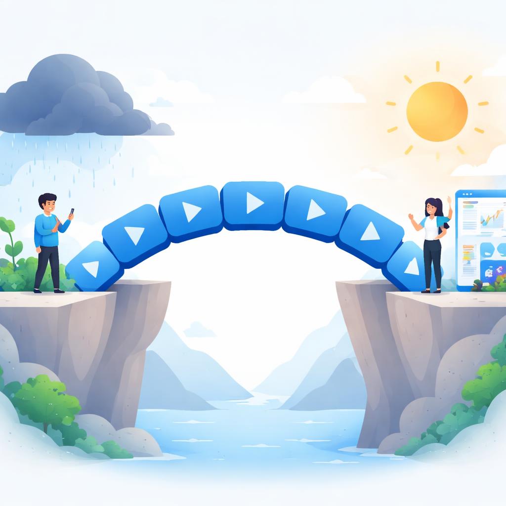 A bridge of video icons crossing the gap of doubt