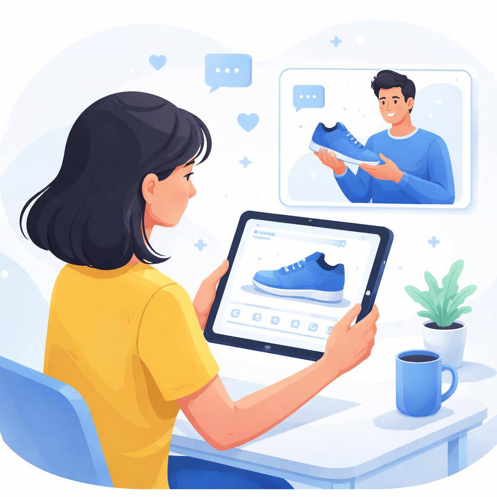 A customer visualizing trust through AI video content