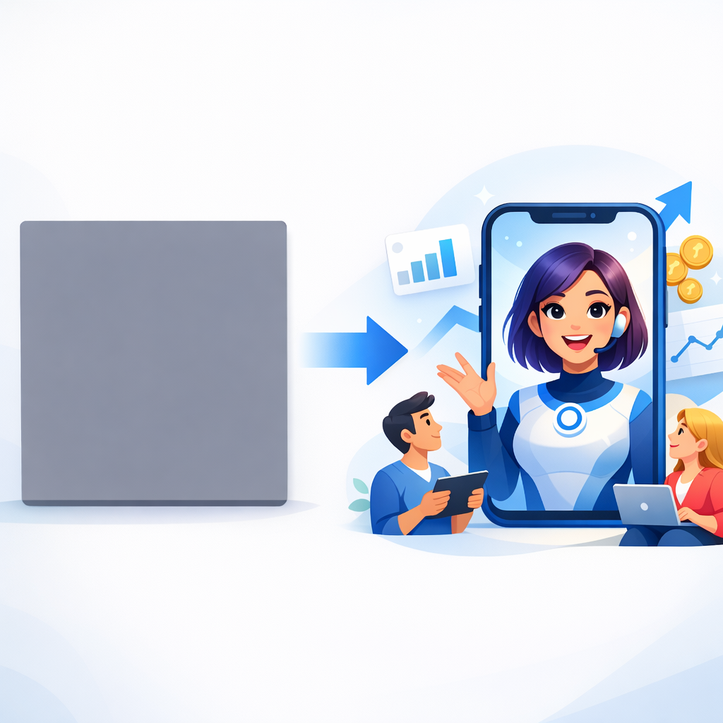 A mobile phone showing an AI creator speaking to boost conversions