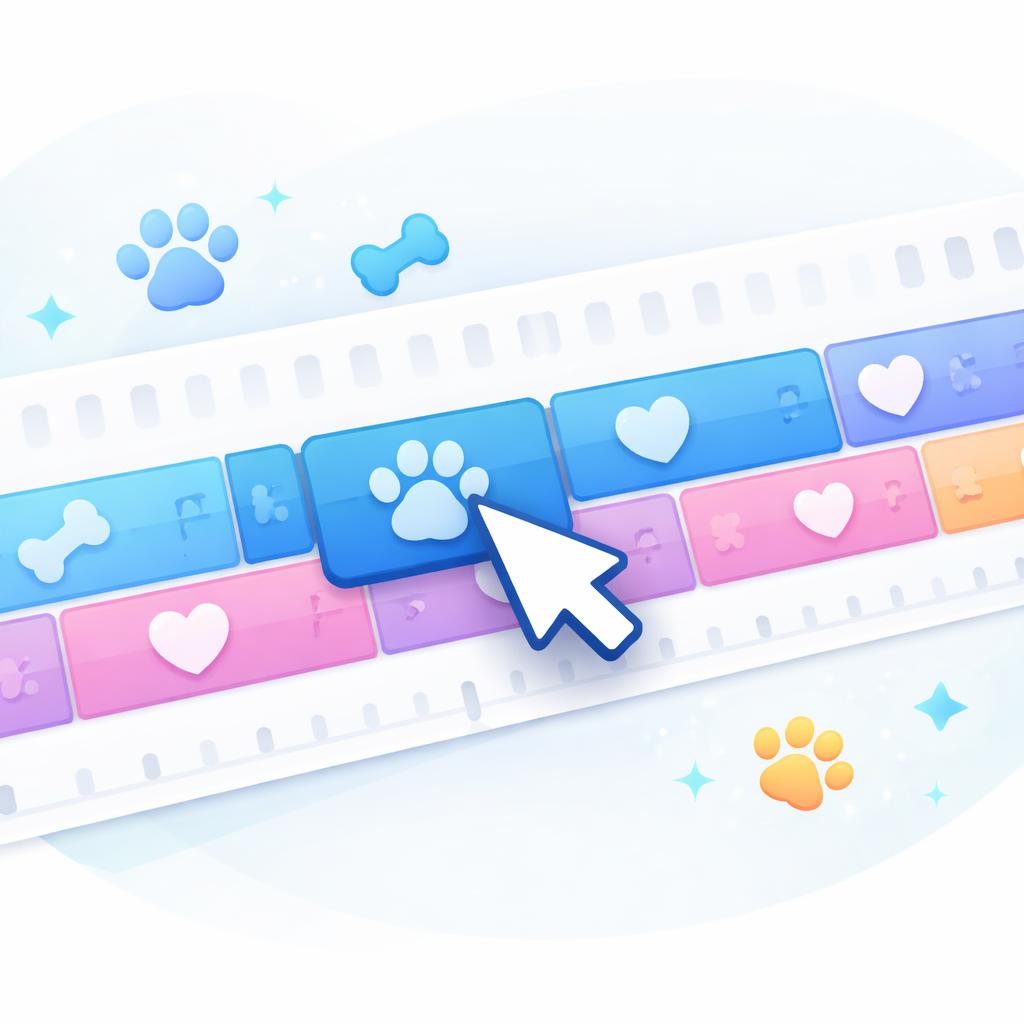 An illustration of the video editing workflow for pet brand content.