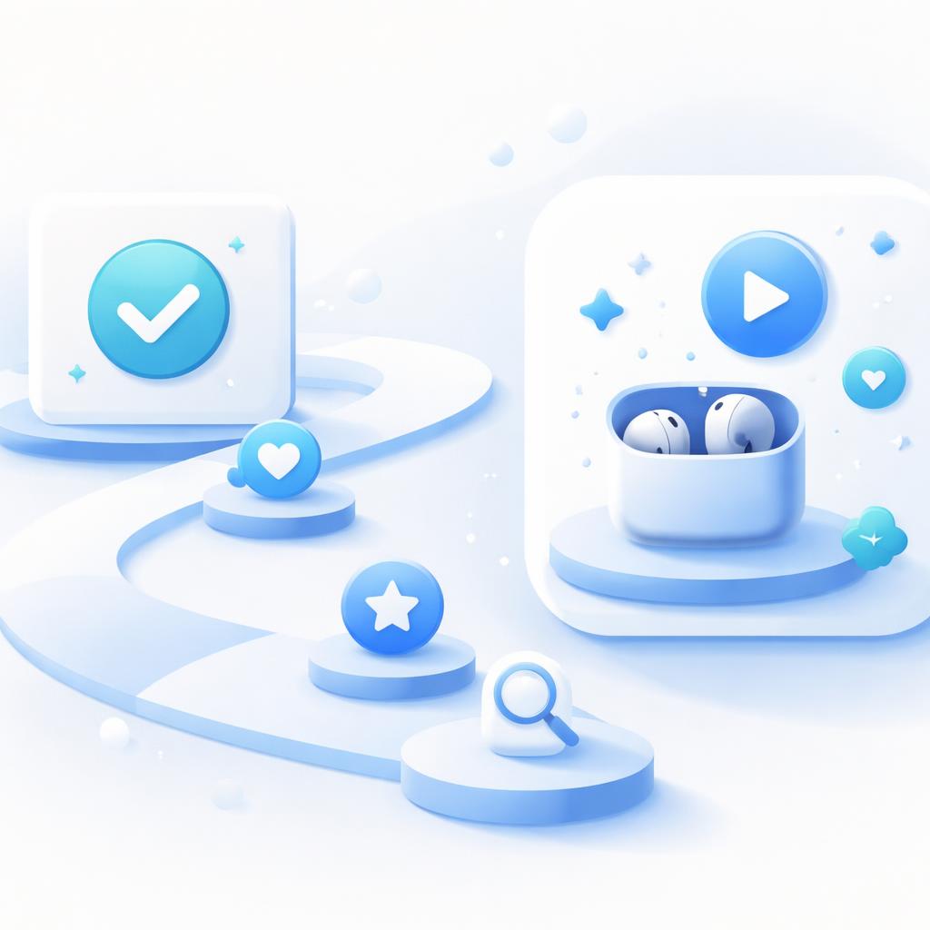 A conceptual illustration of a customer's journey from a 'Thank You' checkmark to a new product recommendation.