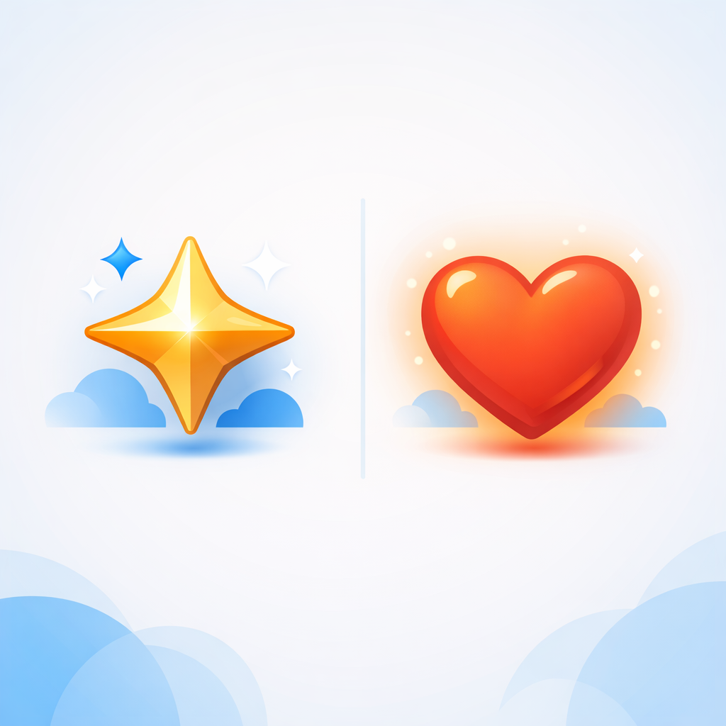 Building trust with AI UGC product objections A stylized illustration of a glowing heart icon representing trust and honesty