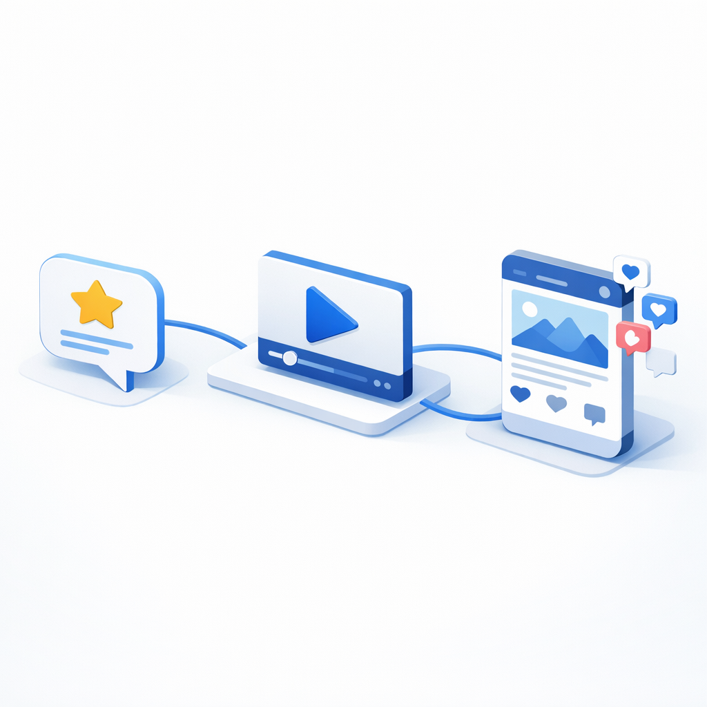 Visualizing the workflow from text review to video content The Review-to-Reel Workflow