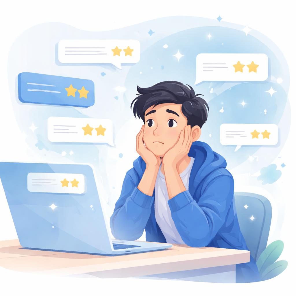 A stylized illustration of a person transforming text reviews into video social proof