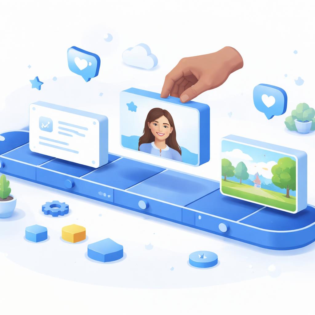 An isometric illustration of an AI UGC workflow timeline