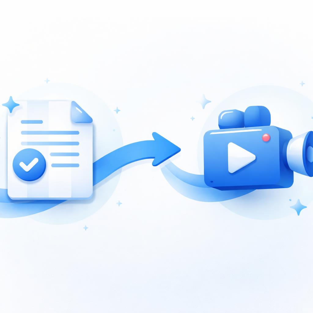 An illustration showing the workflow of converting text reviews to video marketing content