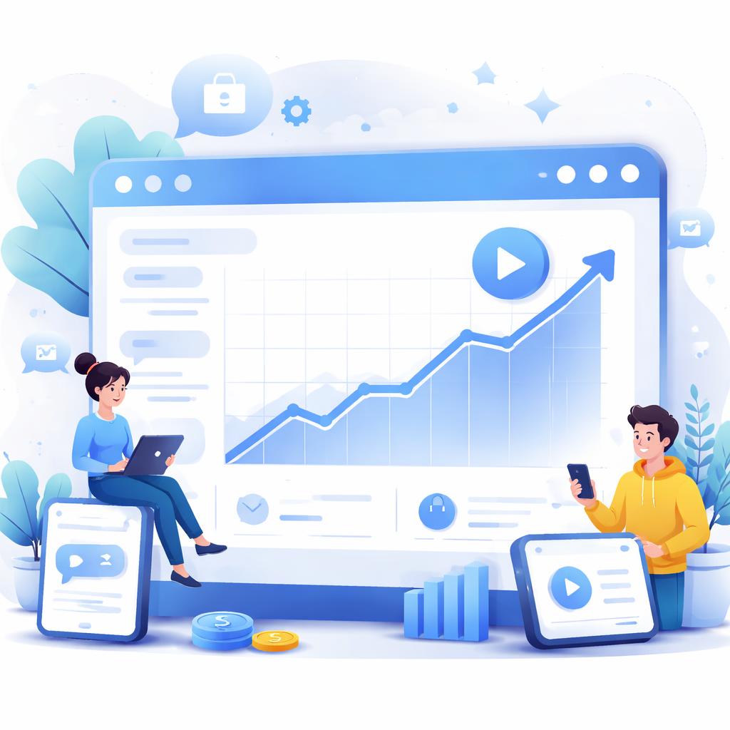 Scaling Shopify Sales with AI UGC Video Ads Line graph showing growth in Shopify sales with a play button
