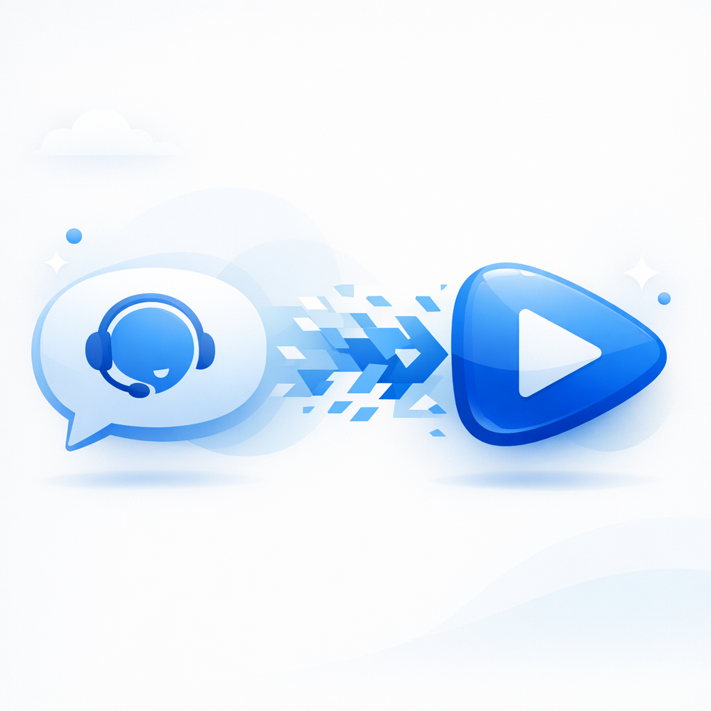 Transforming traditional support into an automated Shopify video FAQ system. Customer support chat transforming into a video button