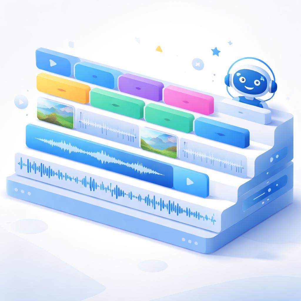 Optimizing sound-off video ads with kinetic captions A video editing timeline showing caption layers and an AI creator