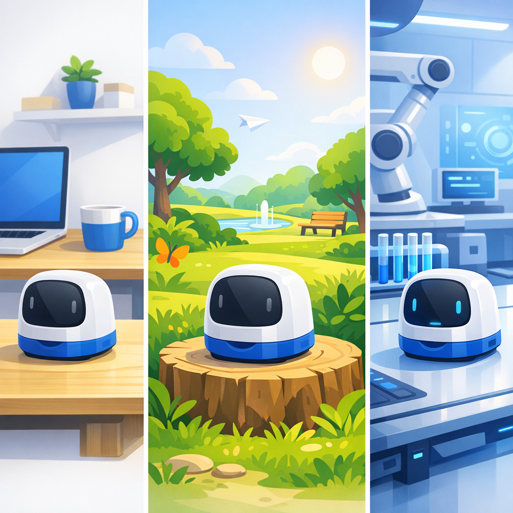 Using environment swapping to keep single-product ads fresh Three different environments for the same product