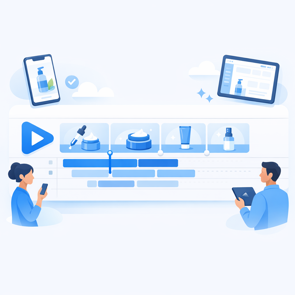 Video timeline editor for skincare ads