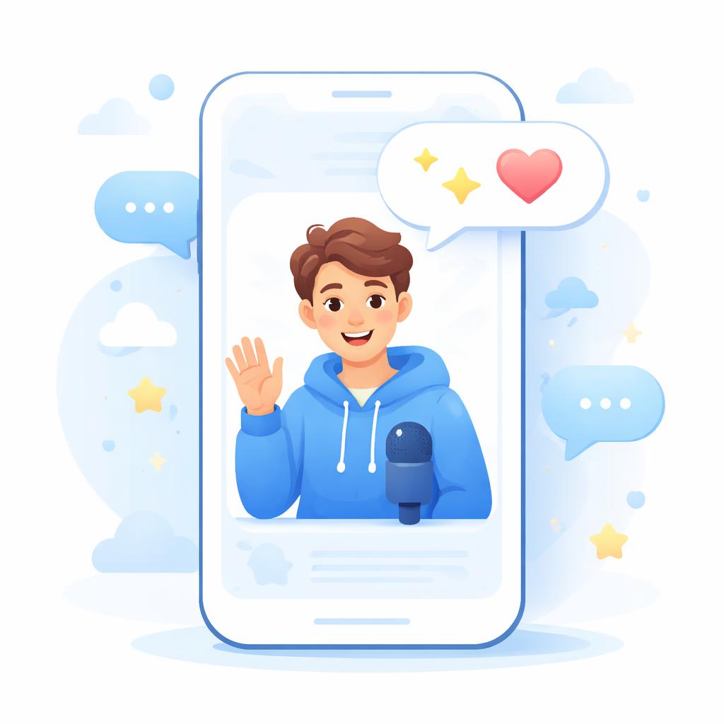 A creator avatar speaking with a speech bubble containing stars