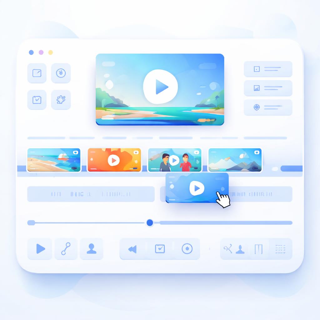 Simplified video timeline editor interface SaaS dashboard showing a video timeline editor