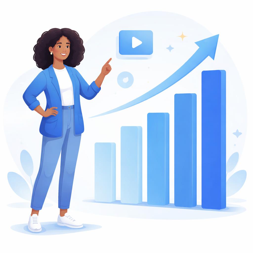 AI avatar showing growth charts