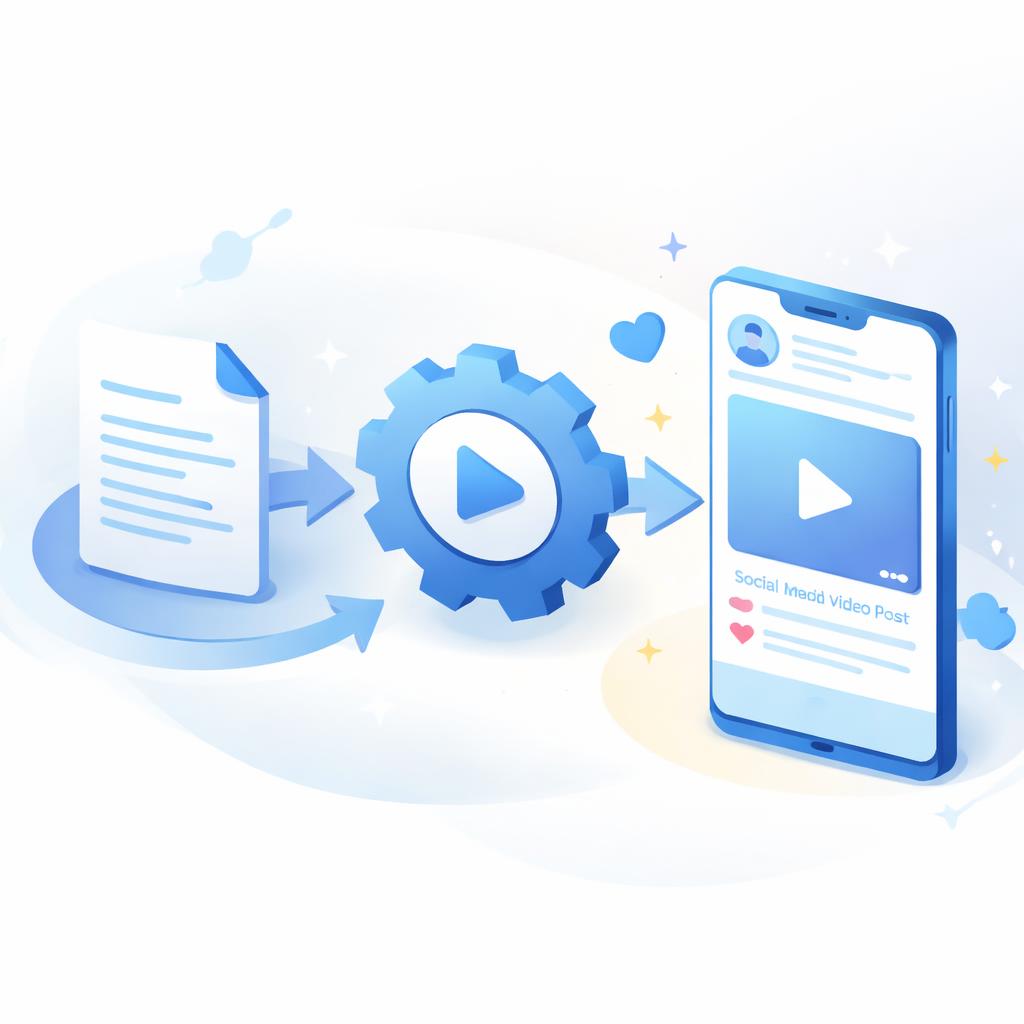 A workflow showing text transforming into video
