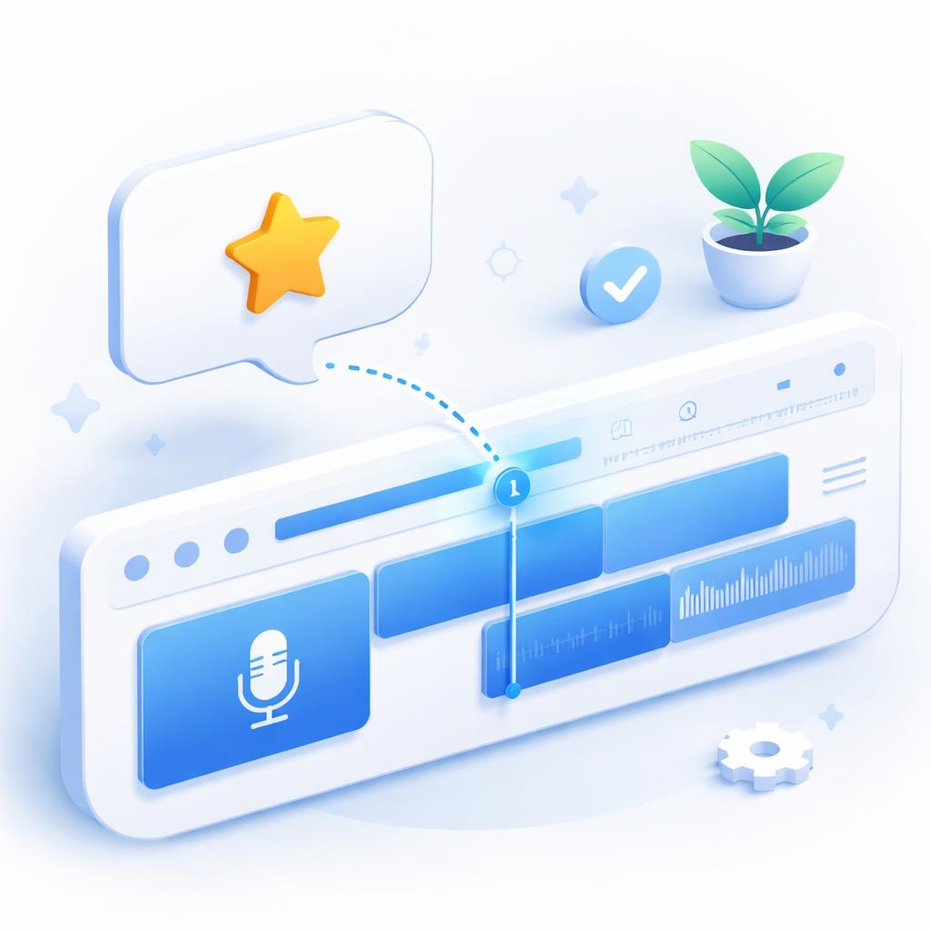 The workflow of pulling a star review into an AI video editing timeline