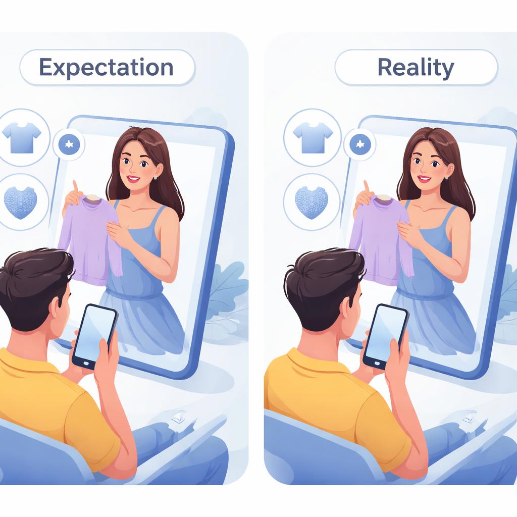 A customer comparing expectations with reality through an AI video demo.