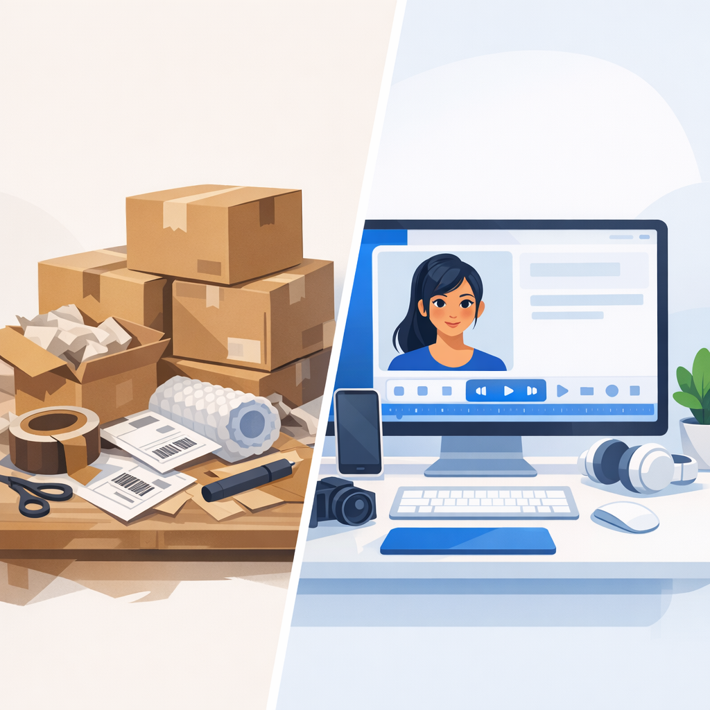 Messy traditional workflow vs clean AI workflow