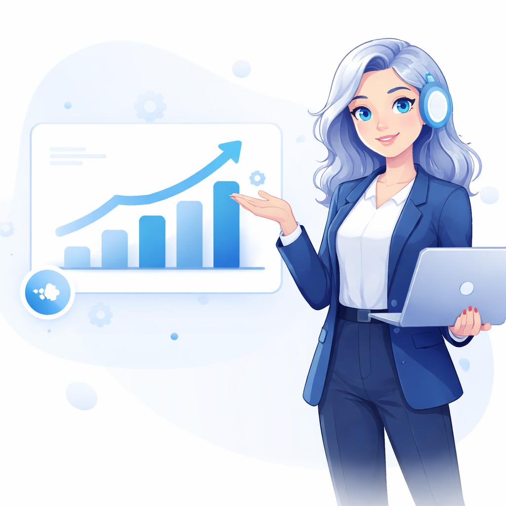An AI avatar expert explaining growth metrics