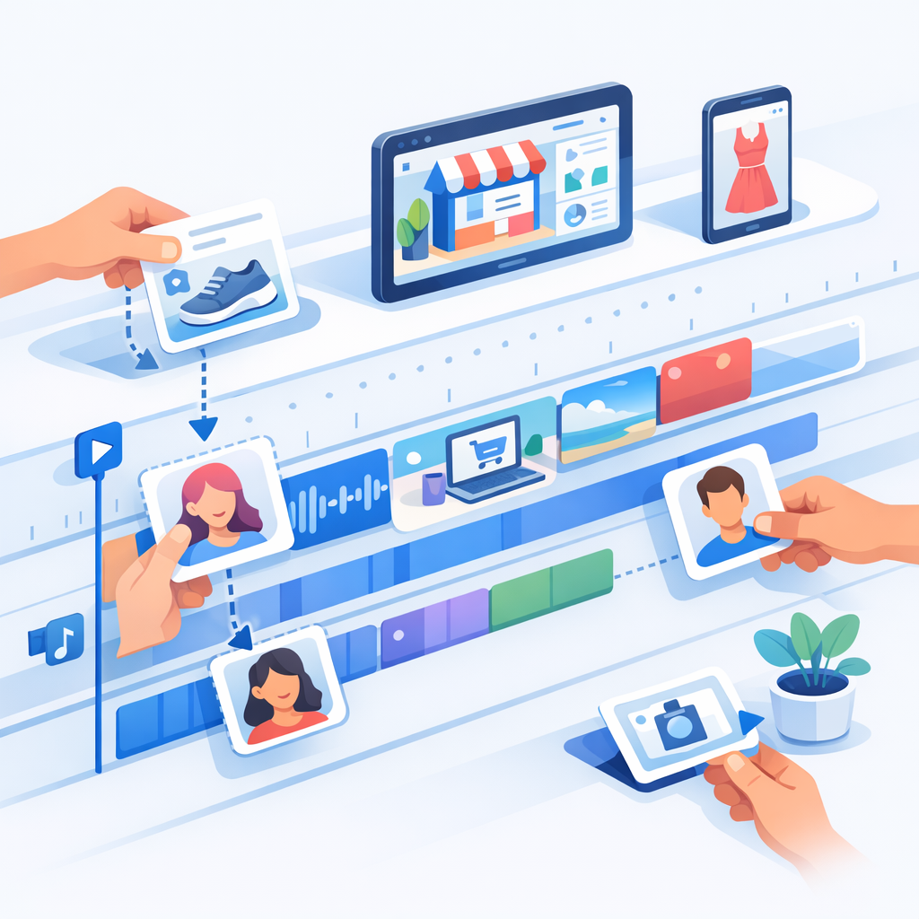 Supra UGC Maker simplifies the video creation workflow for Shopify merchants. Easy video workflow illustration